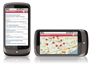 CIBC locations on the Android